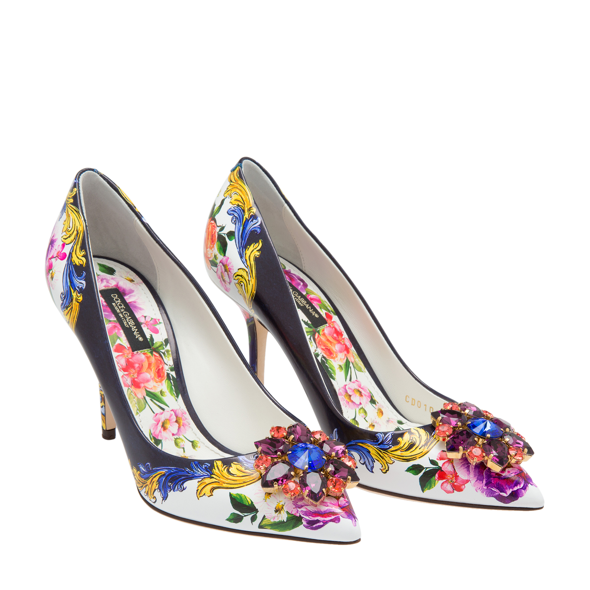 

Embellished leather pumps, Multi-coloured