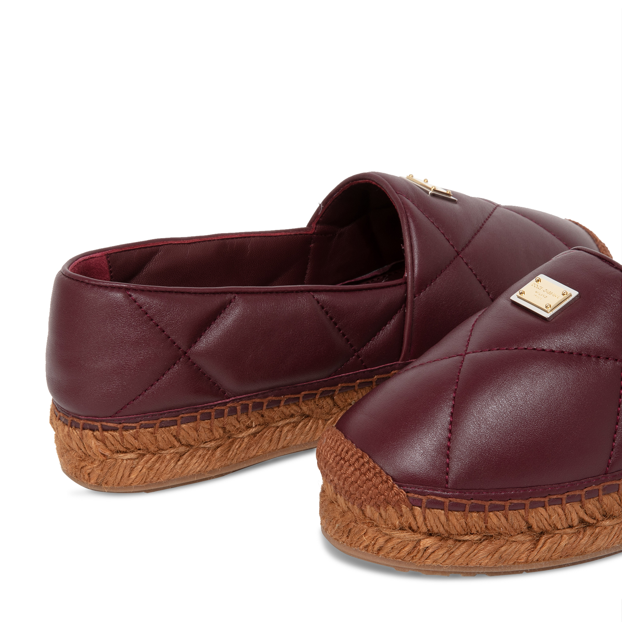 

Leather flatform espadrilles, Burgundy