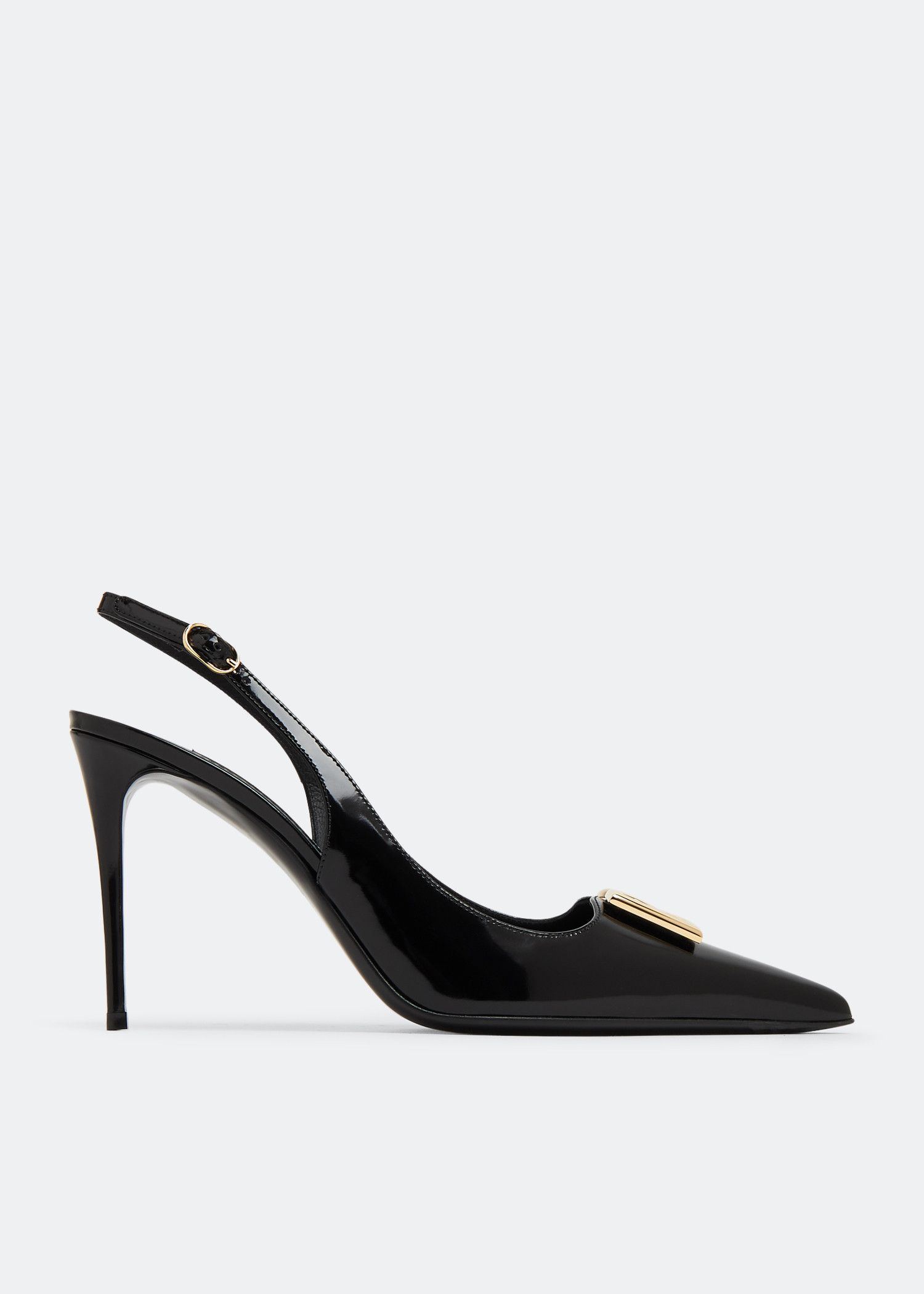 

Polished slingback pumps, Black