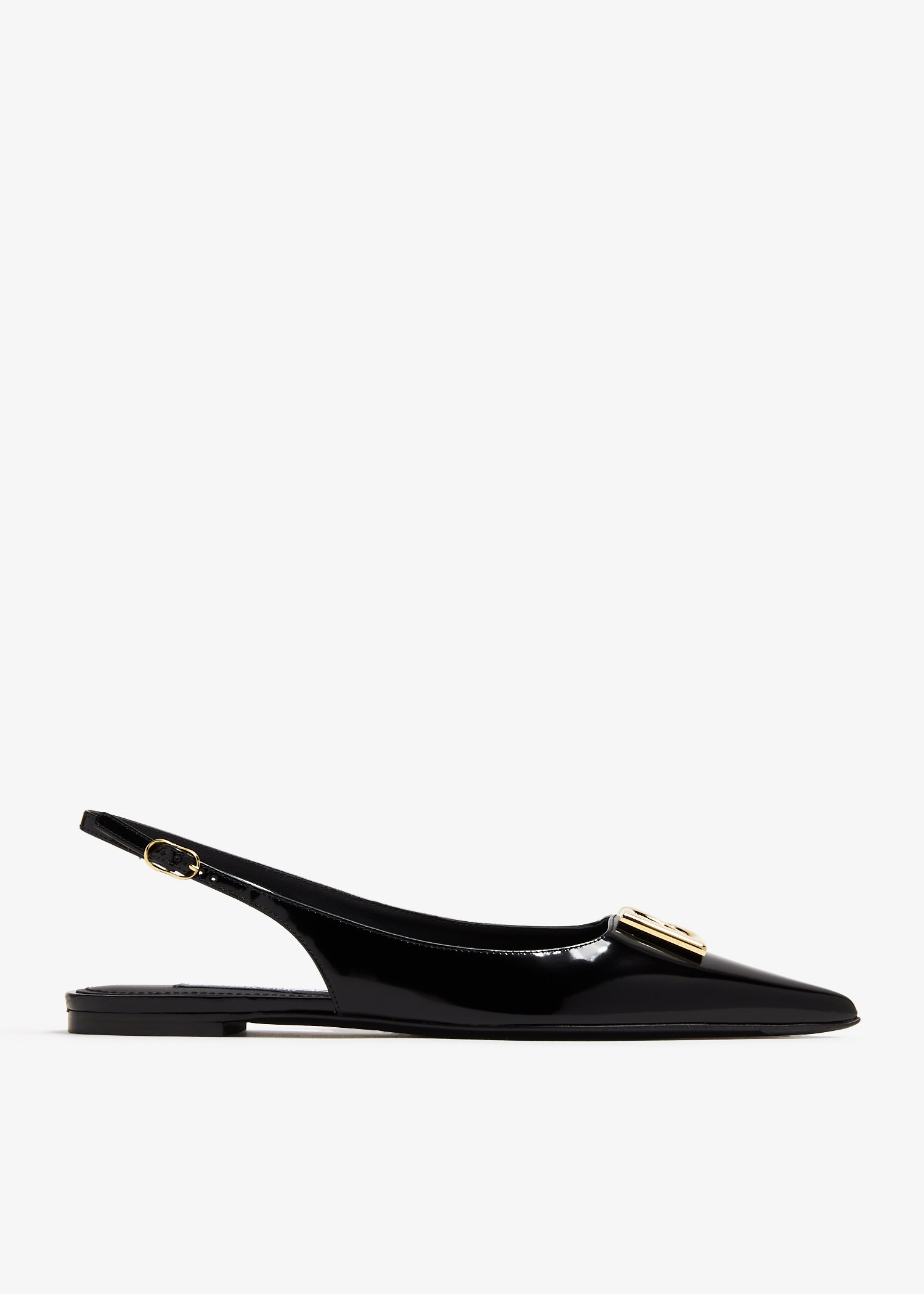 

Polished calfskin slingbacks, Black