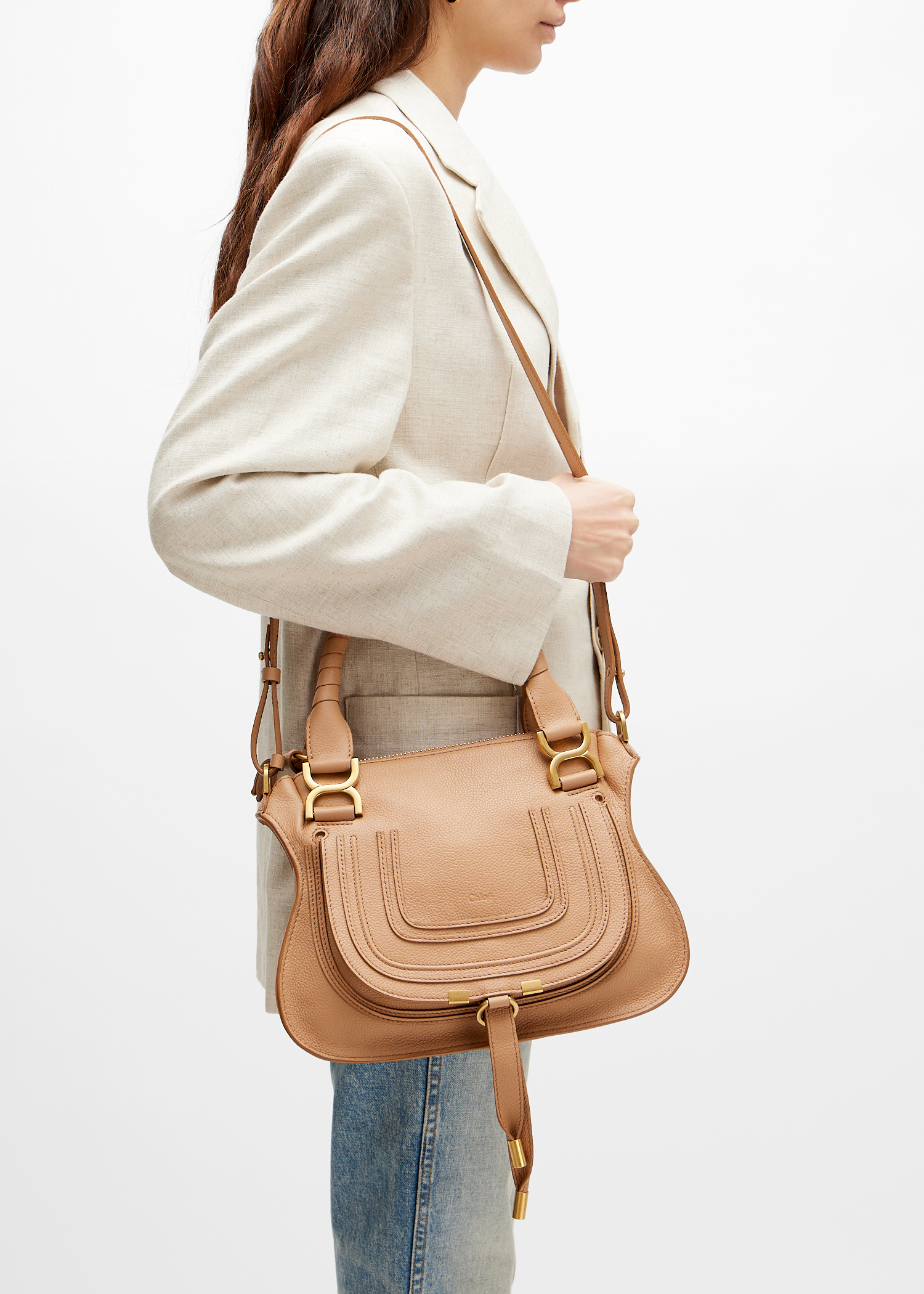 Chloé Marcie small double-carry bag for Women - Beige in KSA | Level Shoes