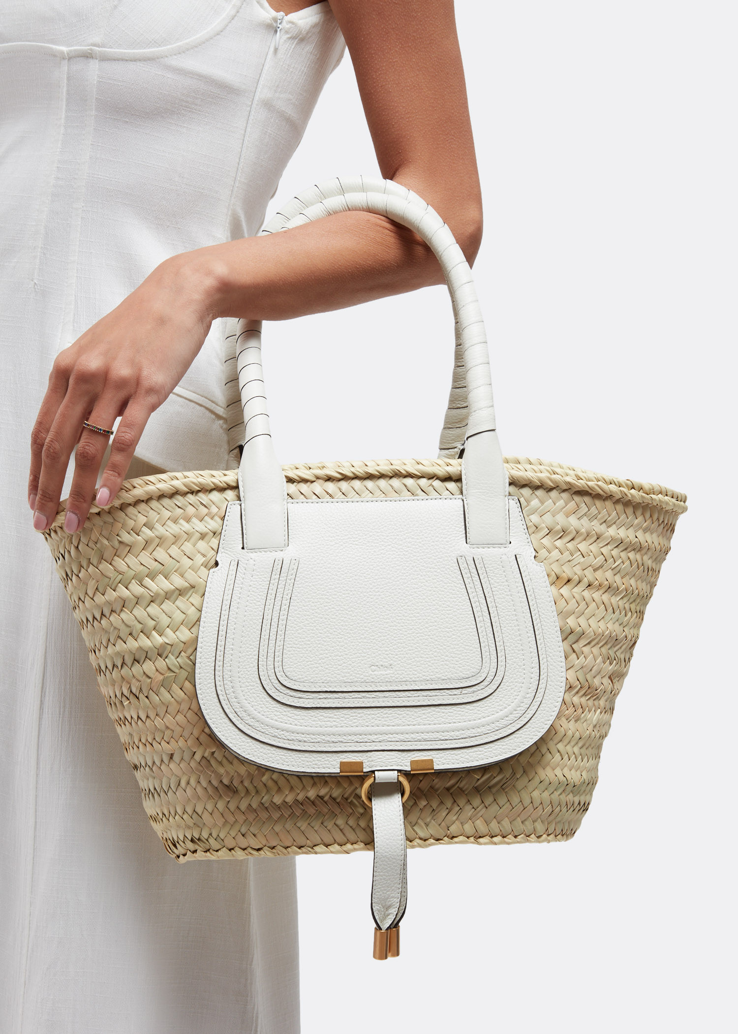 

Marcie medium basket bag, White