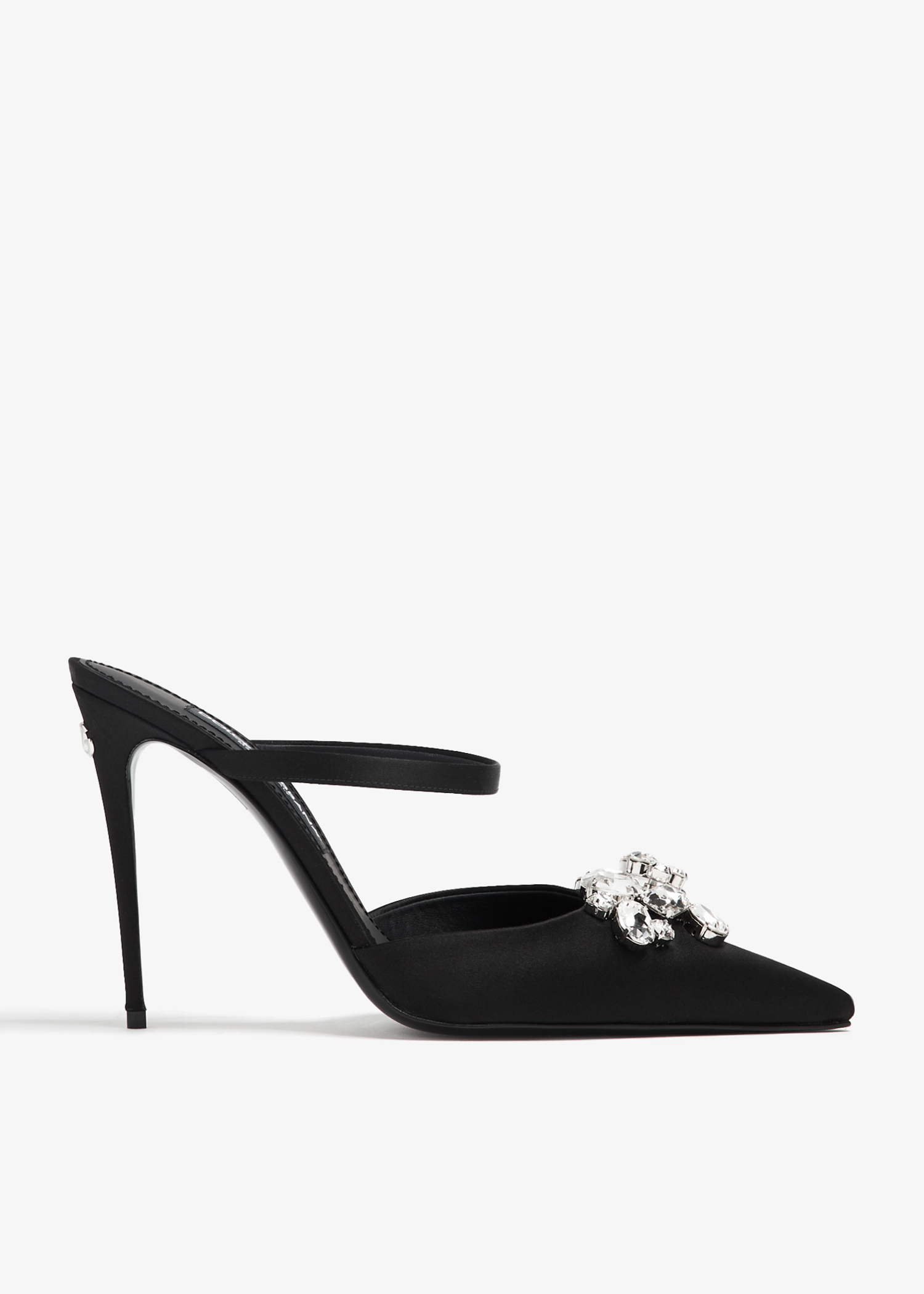 

Gemstone satin mules, Black