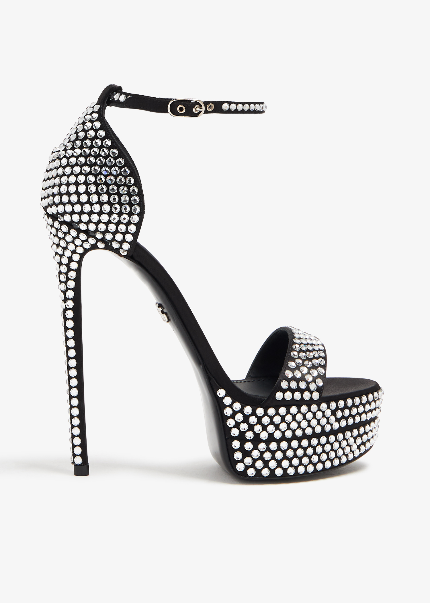 

Satin embellished platform sandals, Black