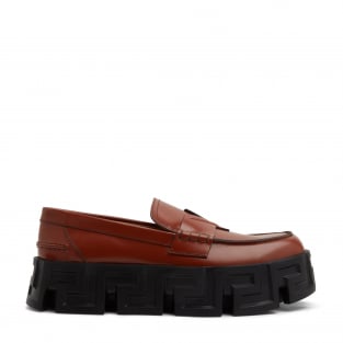 greca argyle leather loafers