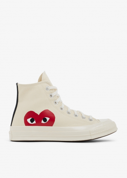 white high tops with red heart