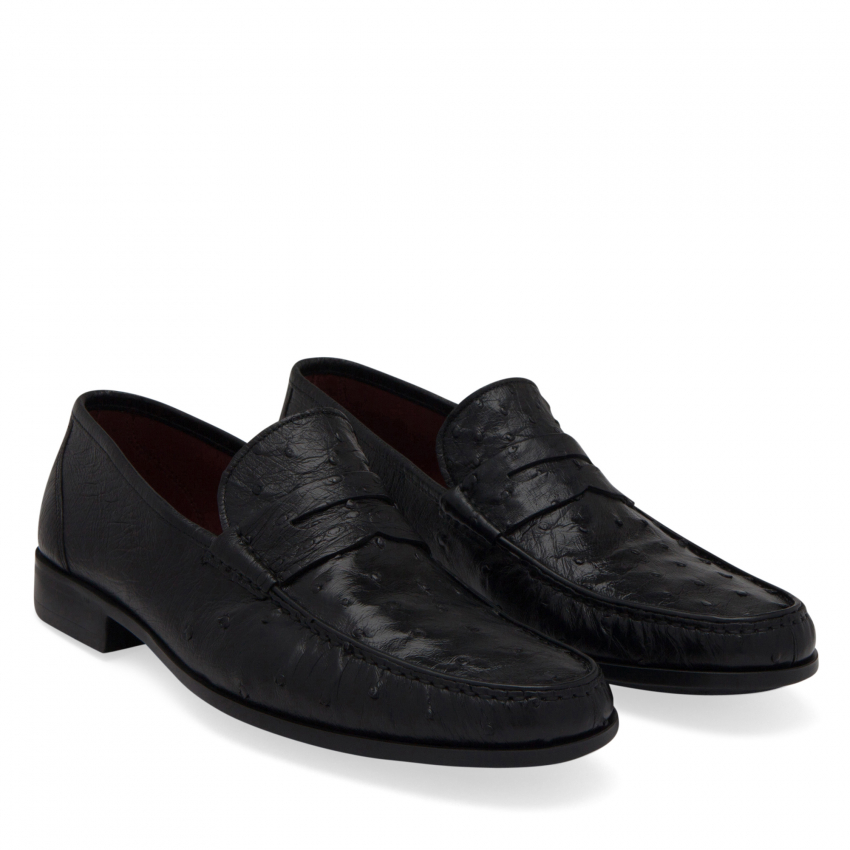 Magnanni Ostrich loafers for Men - Black in UAE | Level Shoes