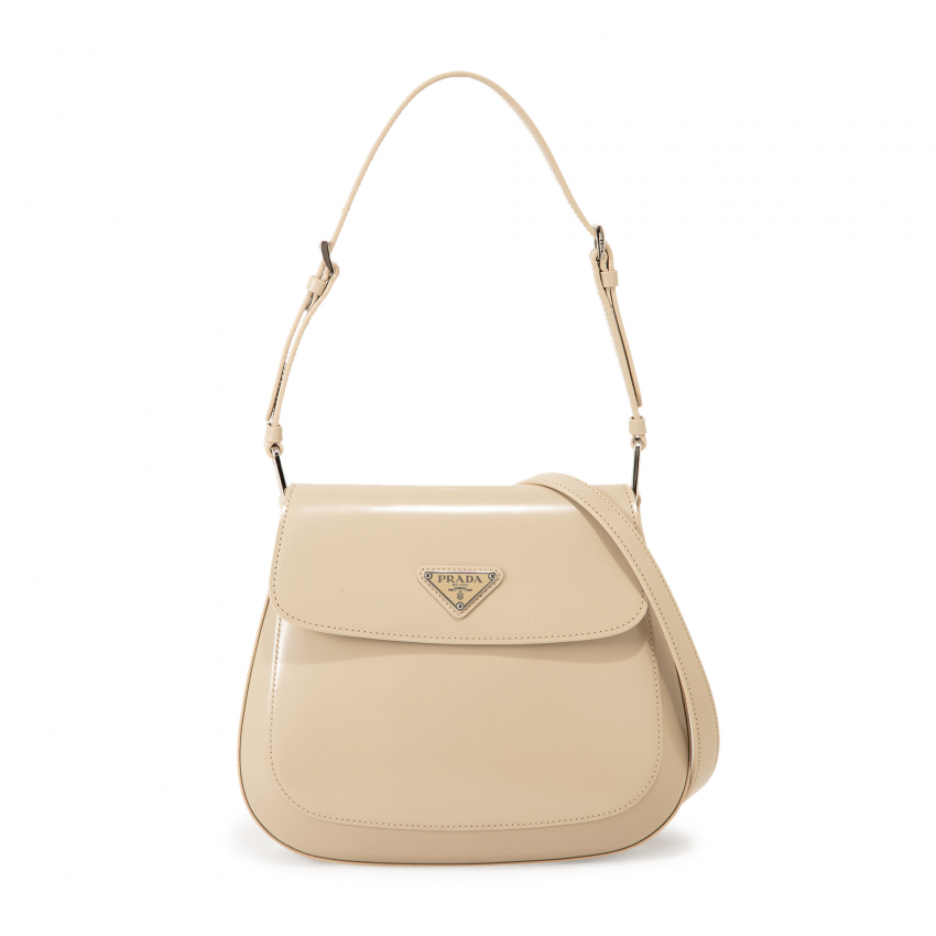 Prada Cleo leather shoulder bag for Women - Beige in UAE | Level Shoes