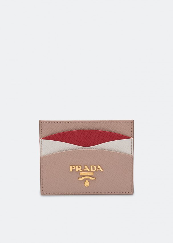 Prada Saffiano leather card holder for Women - Beige in UAE | Level Shoes