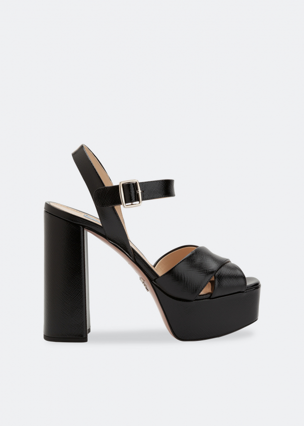 Prada Leather platform sandals for Women - Black in UAE | Level Shoes