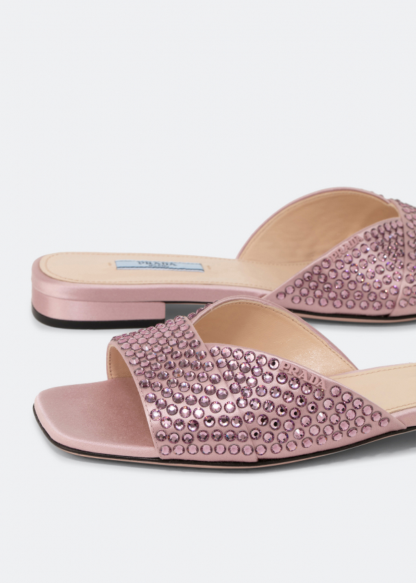 Prada Satin flat sandals for Women - Pink in UAE | Level Shoes