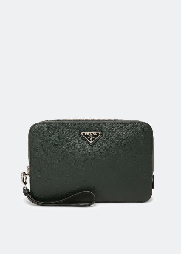 Prada Saffiano leather pouch for Men - Green in UAE | Level Shoes