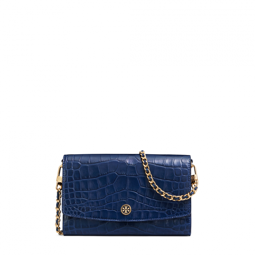 Tory Burch Robinson embossed chain wallet for Women - Blue in UAE | Level  Shoes