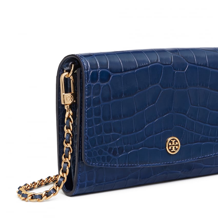 Tory Burch Robinson embossed chain wallet for Women - Blue in UAE | Level  Shoes