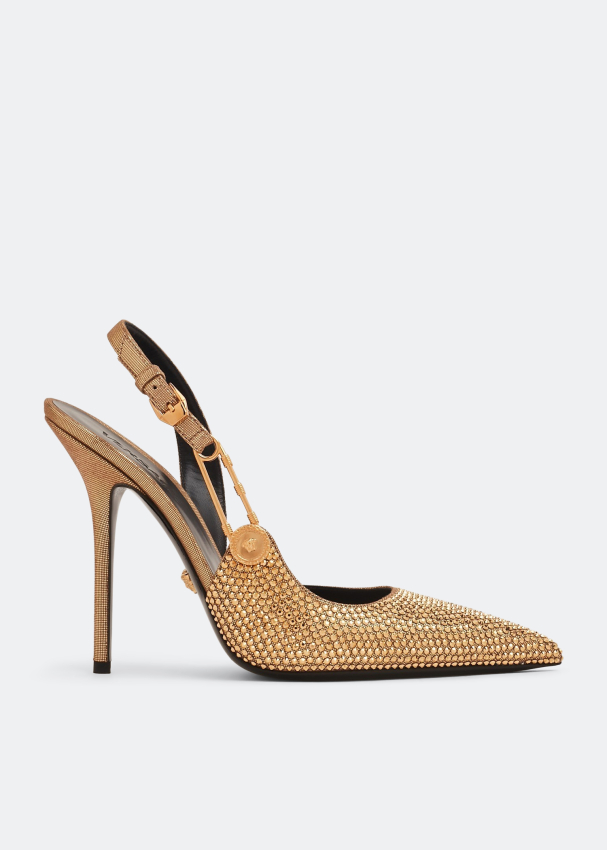 Versace Safety-Pin slingback pumps for Women - Gold in UAE | Level Shoes