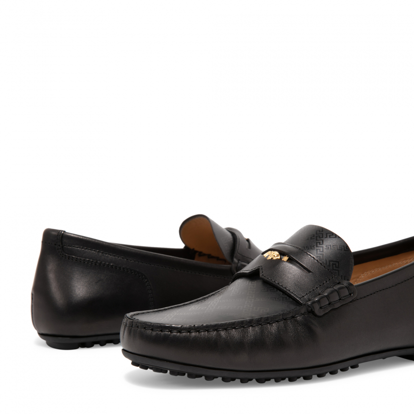 greca argyle leather loafers