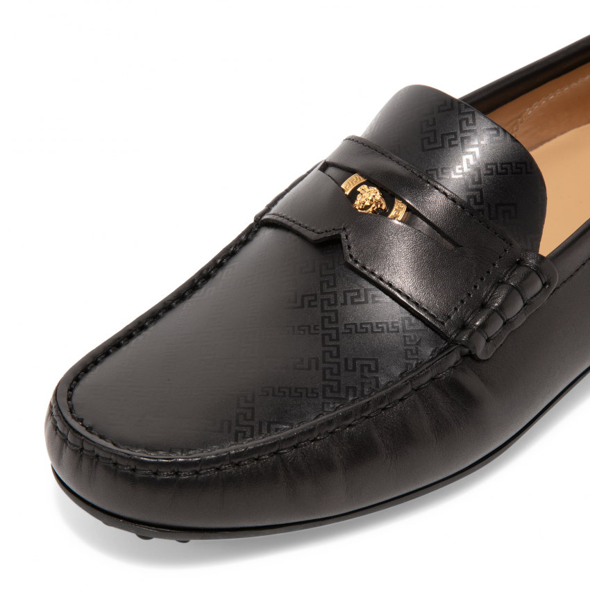 greca argyle leather loafers