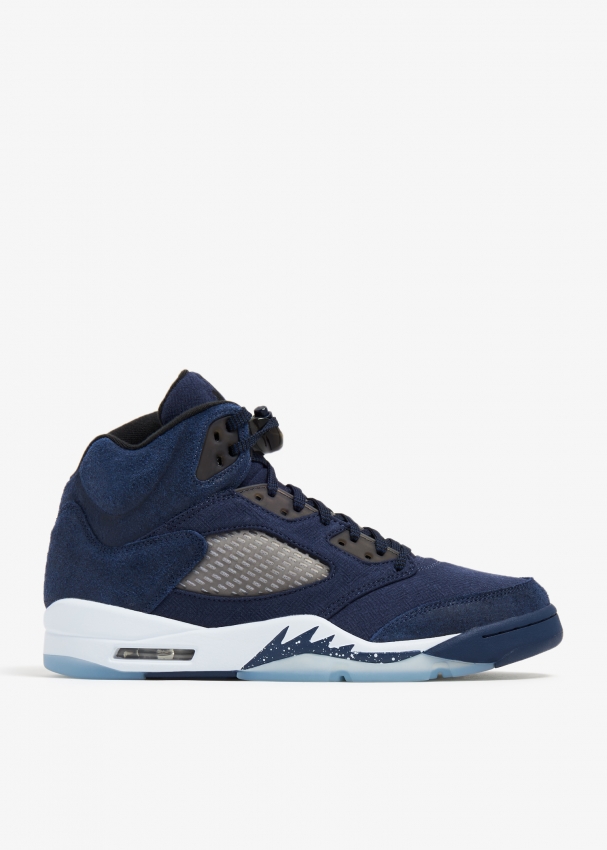 Jordan retro 5 blue suede men's shoe best sale