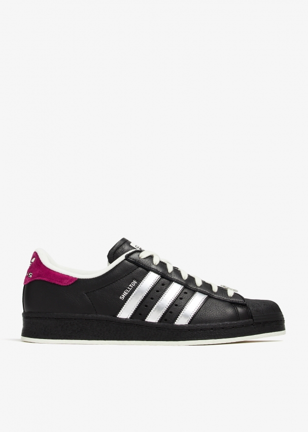 Mens black and white shell toe adidas best sale