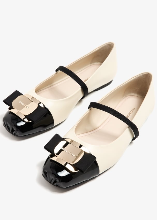 Ferragamo New Vara plate ballerinas for Women White in KSA Level Shoes