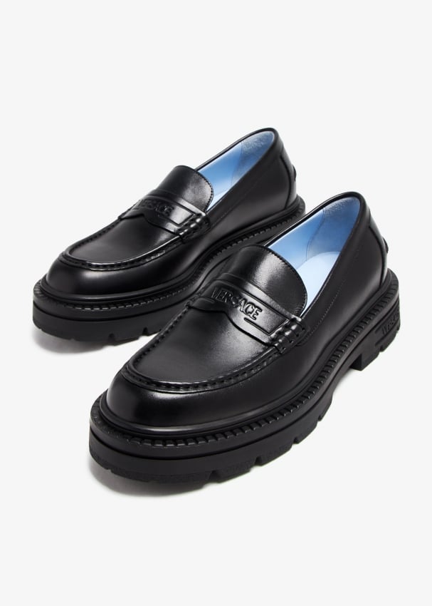 Mens black versace loafers online