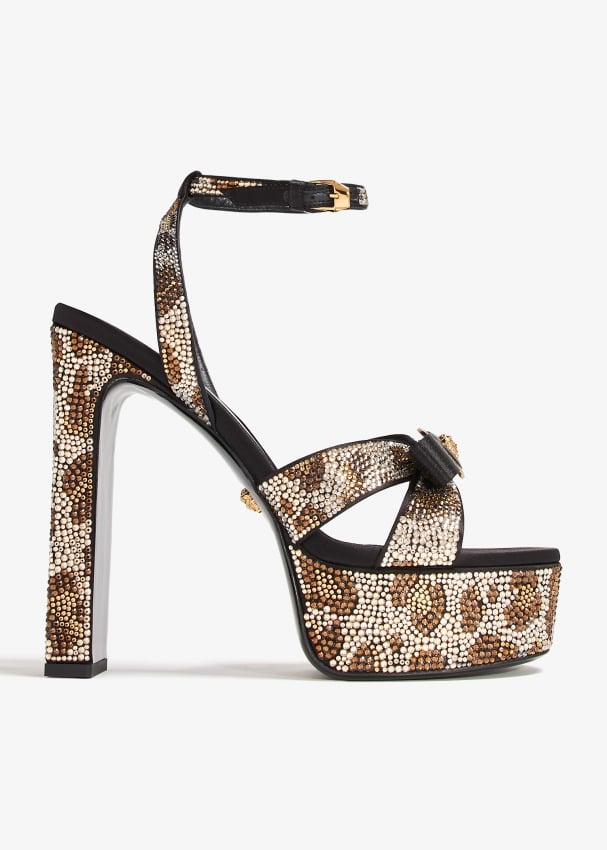 Versace Gianni ribbon leopard sandals for Women Animal Printed in UAE Level Shoes