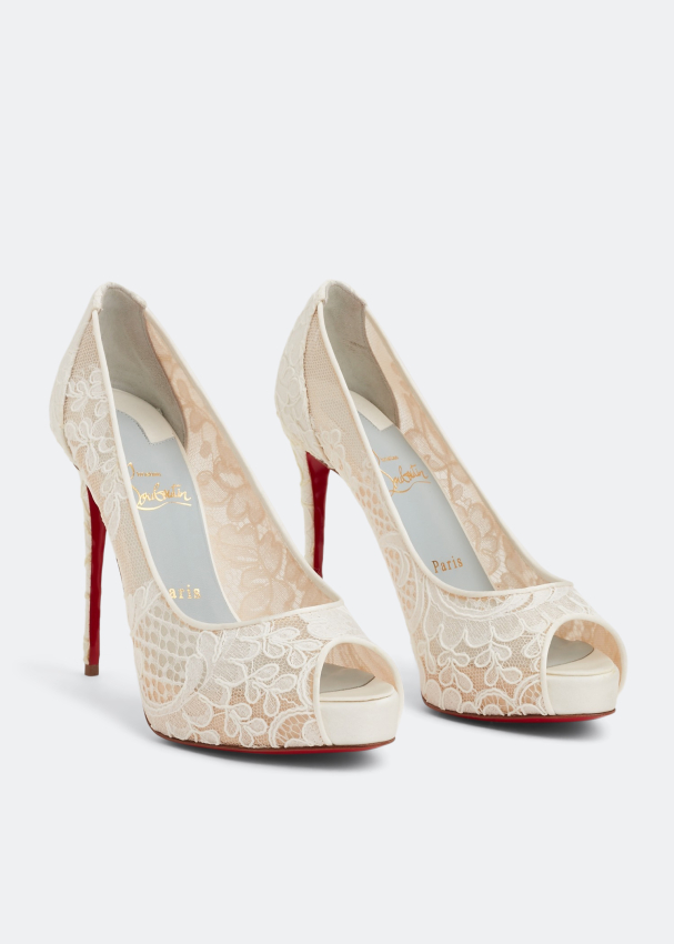 Christian louboutin outlet white lace heels