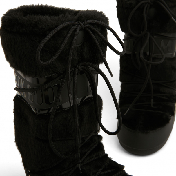Moon Boot Icon Faux Fur Snow Boots in Black