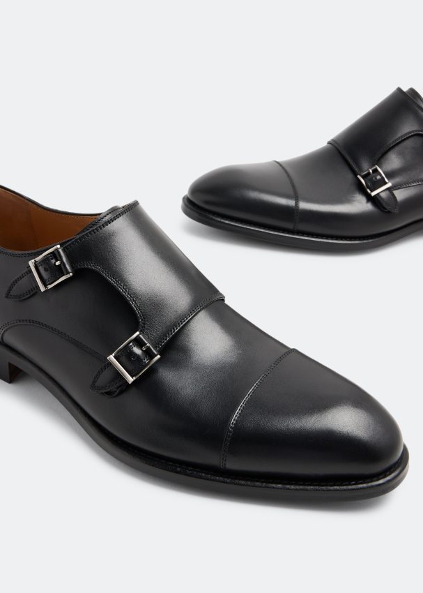 Mens leather monk cheap strap shoes