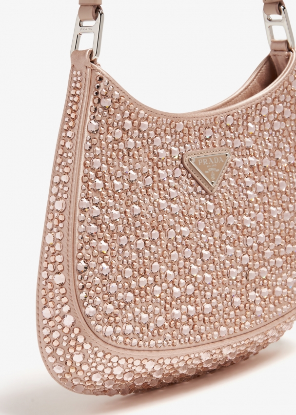 Prada Cleo satin crystal shoulder bag for Women - Pink in UAE | Level Shoes