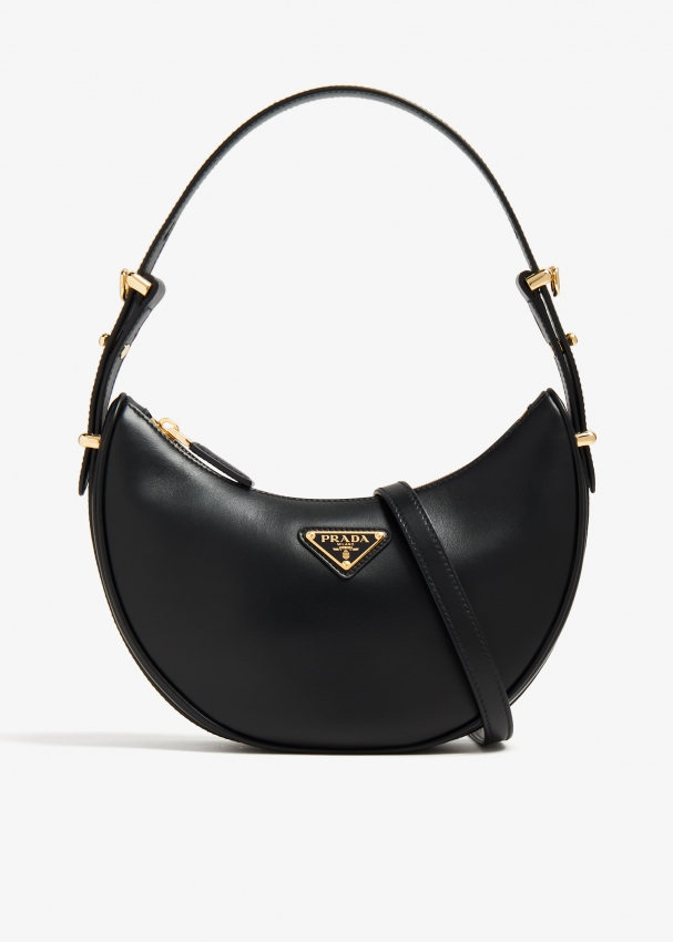 Prada Arqué leather shoulder bag for Women - Black in Qatar | Level Shoes