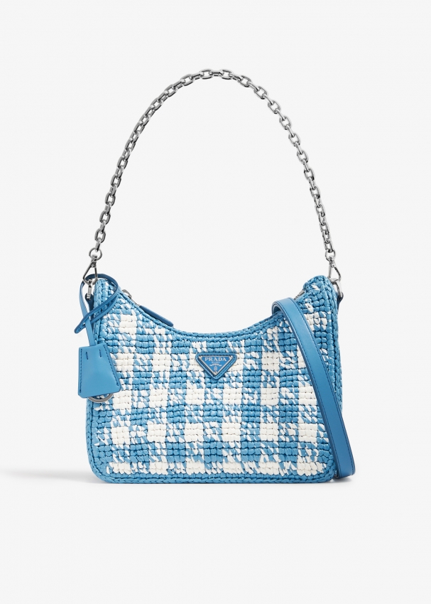 Prada Reedition crochet mini bag for Women Blue in KSA Level Shoes