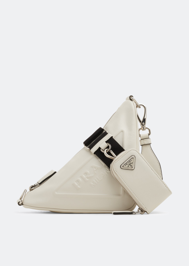 Prada Triangle leather shoulder bag for Women - White in UAE