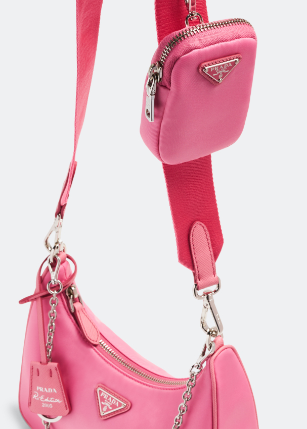 Prada Re-Edition 2005 Shoulder Bag Nylon Begonia Pink for Women