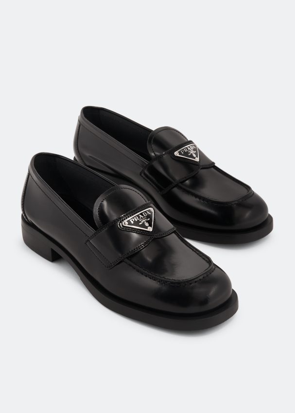 Prada Unlined brushed leather loafers for Women - Black in UAE | Level ...