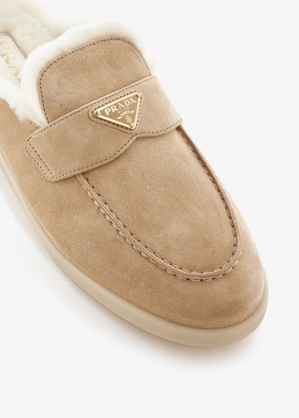 Prada Suede and shearling mules for Women Beige in KSA Level Shoes