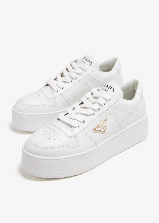 Ladies white prada trainers hotsell