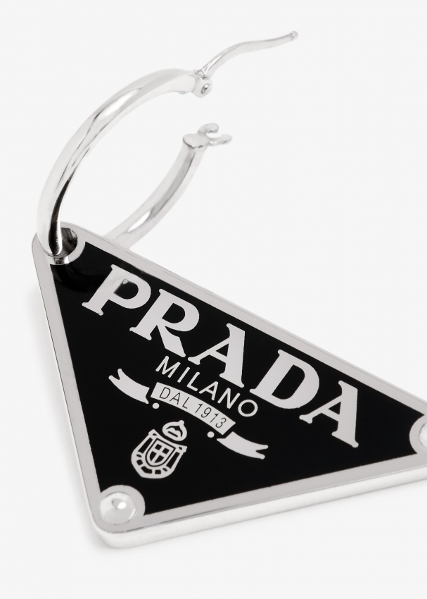 Black Prada Symbole Pendant Right Earring