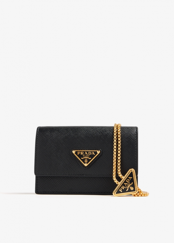 Prada Saffiano leather card holder for Women - Black in UAE | Level Shoes