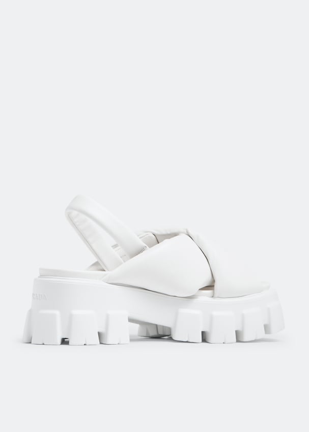 Prada Monolith Padded 55mm Sandals White Nappa Leather
