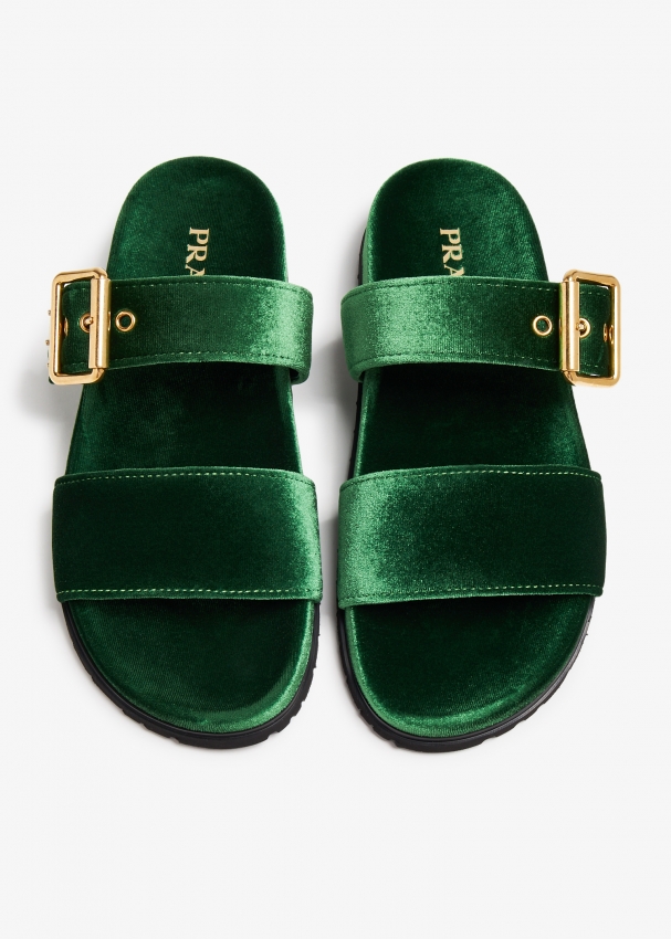 Prada velvet slip on sandals best sale