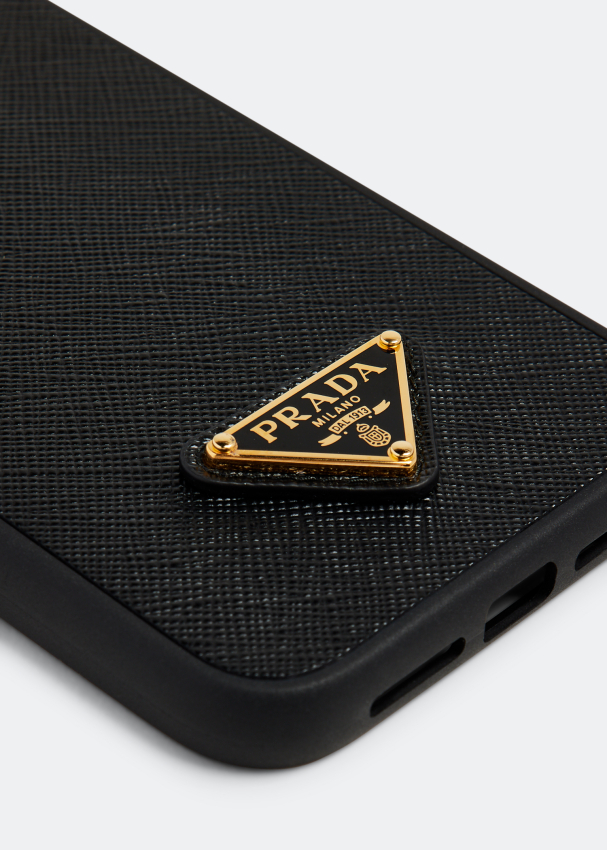 Prada black Saffiano Leather iPhone 14 Plus Case