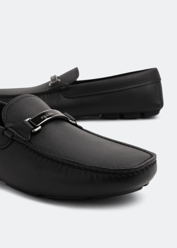 Prada saffiano cheap leather loafers