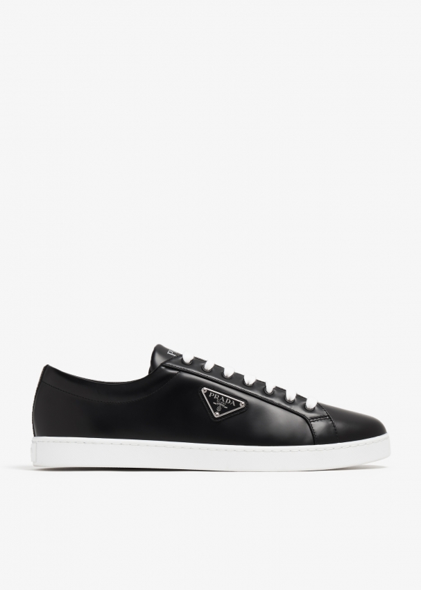 Prada black leather online sneakers