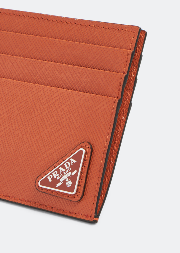 Prada Saffiano-leather Card Holder in Orange for Men