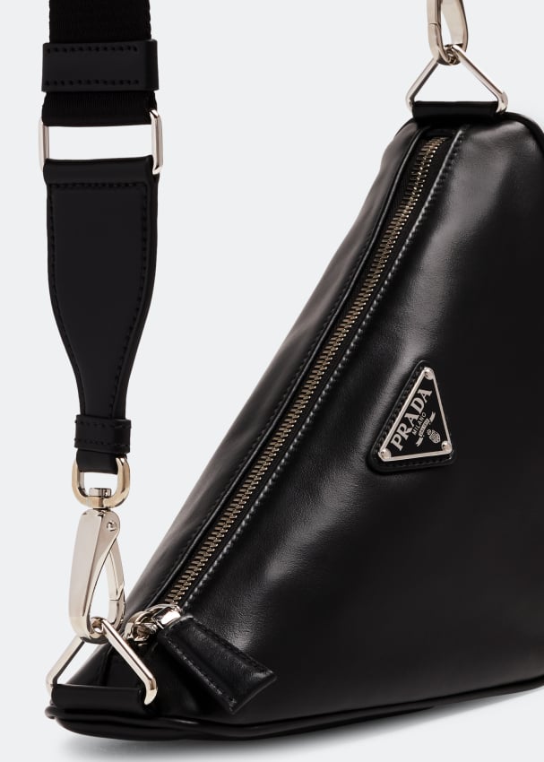 Prada Triangle Leather Bag, Men, Black