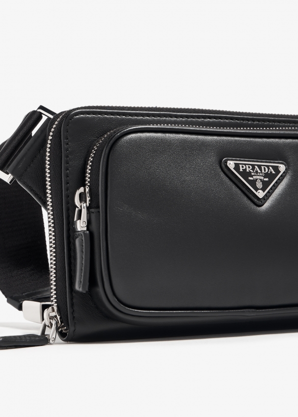 Prada nylon and leather belt online bag