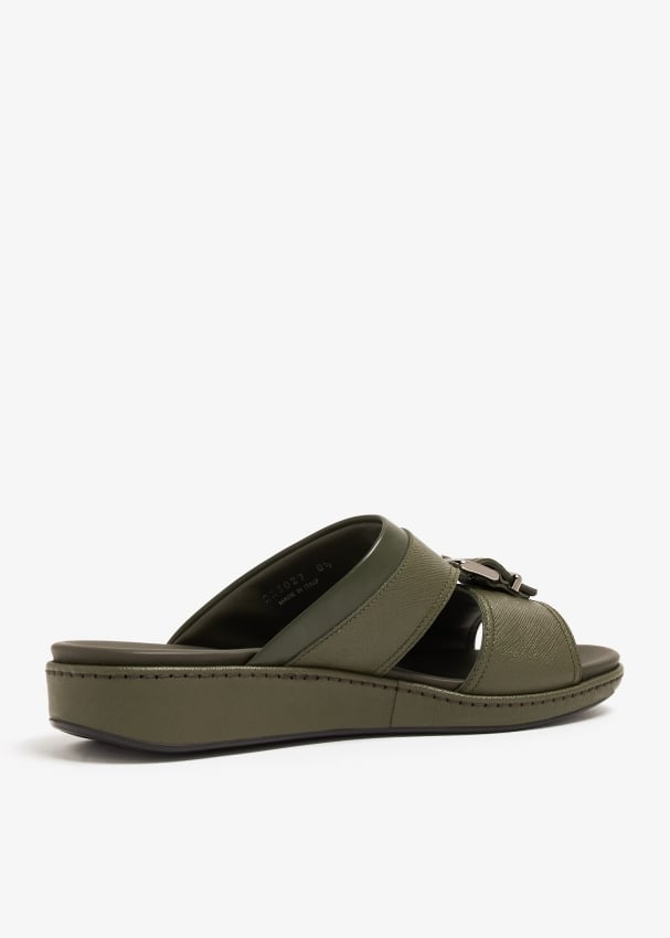 Prada Saffiano leather sandals for Men - Green in UAE | Level Shoes