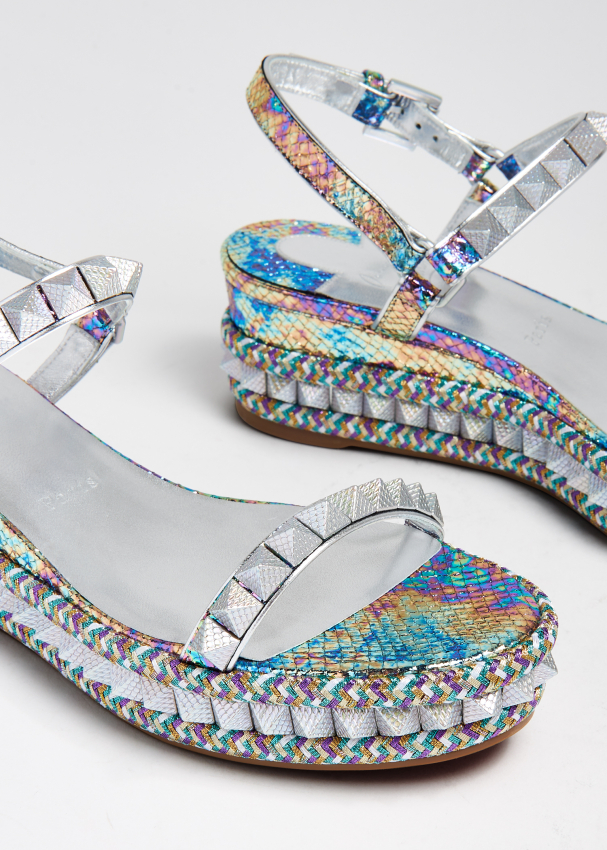 Christian Louboutin Pyraclou 60 wedge sandals for Women - Metallic