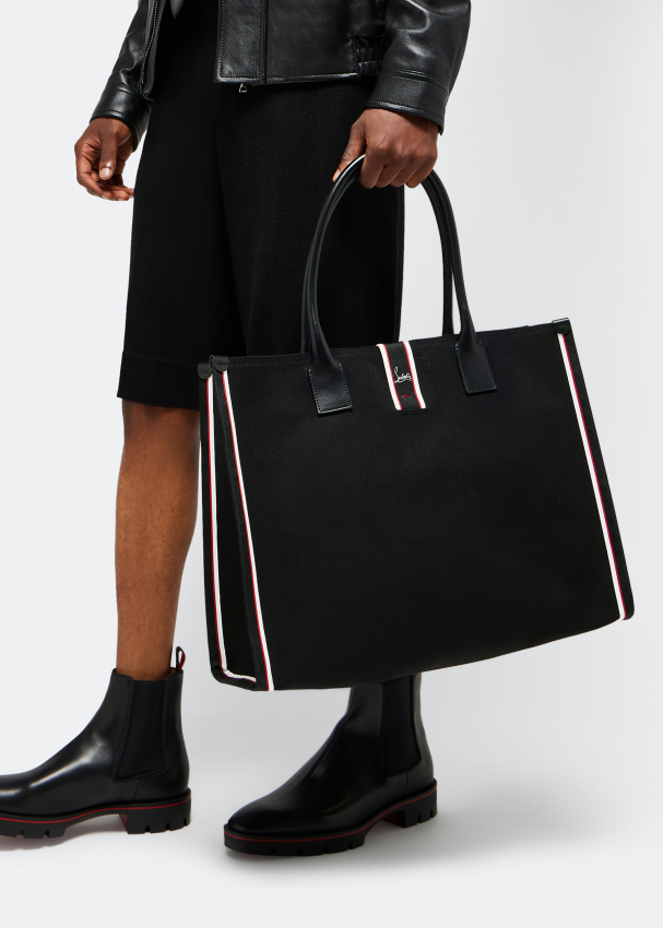 CHRISTIAN LOUBOUTIN: Nastroloubi bag in canvas - Black